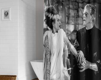 Bride of Frankenstein Couple 1935 Vintage Monster Movie Photo Shower Curtain / Bathroom Decor / Horror Decor / Halloween Decor / Home Decor