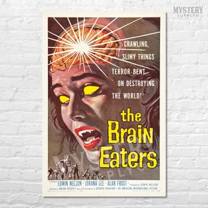 The Brain Eaters 1958 vintage horror science fiction fangs movie poster reproduction from Mystery Supply Co. @mysterysupplyco