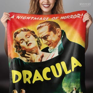 Dracula 1947 Vintage Horror Vampire Monster Movie Velveteen Plush Blanket / Throw Blanket / Halloween Decor / Horror Decor / Bela Lugosi