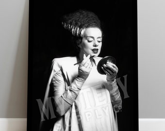 Bride of Frankenstein 1935 Vintage Horror Movie Makeup Lipstick Photo Poster / Wall Decor Art Print / Horror Decor / Halloween Decor