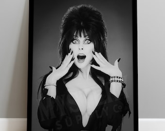 Elvira 1980s Vampire Witch Scream Photo Poster / Wall Decor Art Print / Halloween Decor / Horror Decor #188