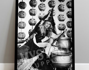 Witch with Broom and Pumpkins 1942 Vintage Movie Photo Poster / Wall Decor Art Print #103