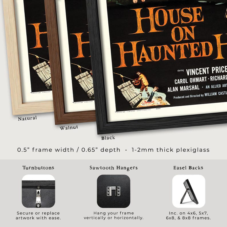 House on Haunted Hill 1959 Horror Movie Poster / Vincent Price / Wall Decor Art Print / Horror Decor / Halloween Decor image 3