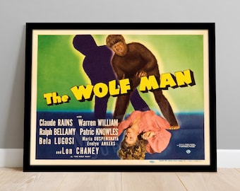 The Wolf Man Vintage Horror Werewolf Monster Movie Poster / Wall Decor Art Print / Horror Decor / Halloween Decor