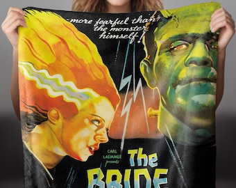 The Bride of Frankenstein 1935 Vintage Horror Monster Movie Velveteen Plush Blanket / Throw Blanket / Halloween Decor / Horror Decor