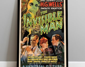 Invisible Man 1933 Vintage Horror Movie Poster / Wall Decor Art Print / Horror Decor / Halloween Decor #63