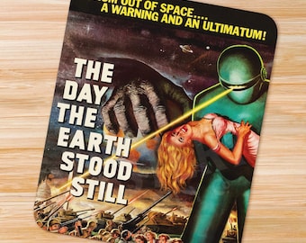 The Day the Earth Stood Still 1951 Vintage Science Fiction Alien Robot Movie Mousepad / Office Decor / Desk Accessories / Horror Art