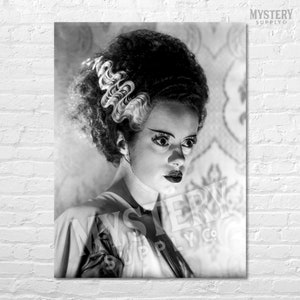 Bride of Frankenstein 1935 Vintage Horror Movie Monster Black and White Dramatic Photo reproduction from Mystery Supply Co. @mysterysupplyco