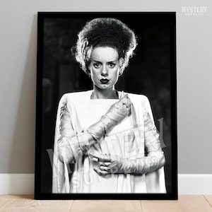 Bride of Frankenstein 1935 Vintage Horror Movie Monster Portrait Photo Poster / Wall Decor Art Print (Black & White) #120