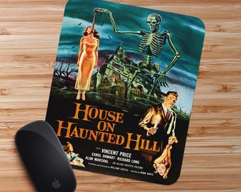 House on Haunted Hill 1959 Horror Movie Poster Mousepad / Office Decor / Desk Accessories / Horror Art / Vincent Price