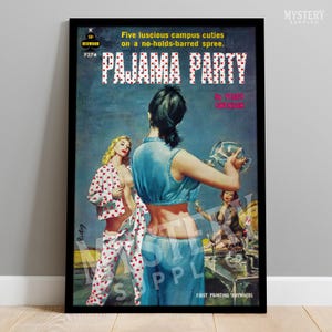 Pajama Party - Vintage Pulp Paperback Cover / Wall Decor Art Print / Retro Pulp Art / Lesbian Art / Kitsch Wall Art #196