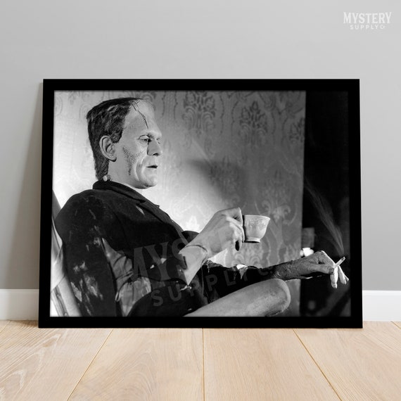 Frankenstein Smoking Drinking Tea Coffee Vintage Horror Movie