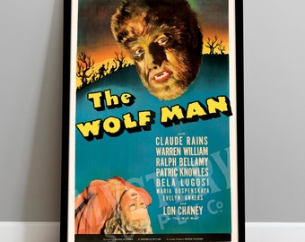 The Wolf Man 1941 Vintage Horror Werewolf Monster Movie Poster / Wall Decor Art Print / Horror Decor / Halloween Decor #37