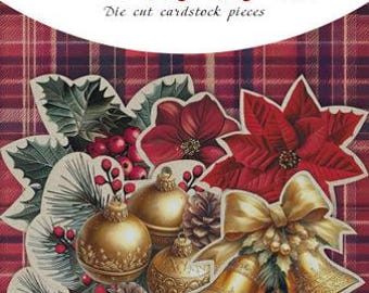 58 weihnachtliche Deko-Elemente, nostalgische Weihnachts-Stanzteile aus Karton, Junk-Journal-Materialien, KEINE Aufkleber