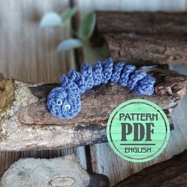 Digital Crochet, Worry Worm, Pattern, English, PDF, Buddy Worm, Happy Worm
