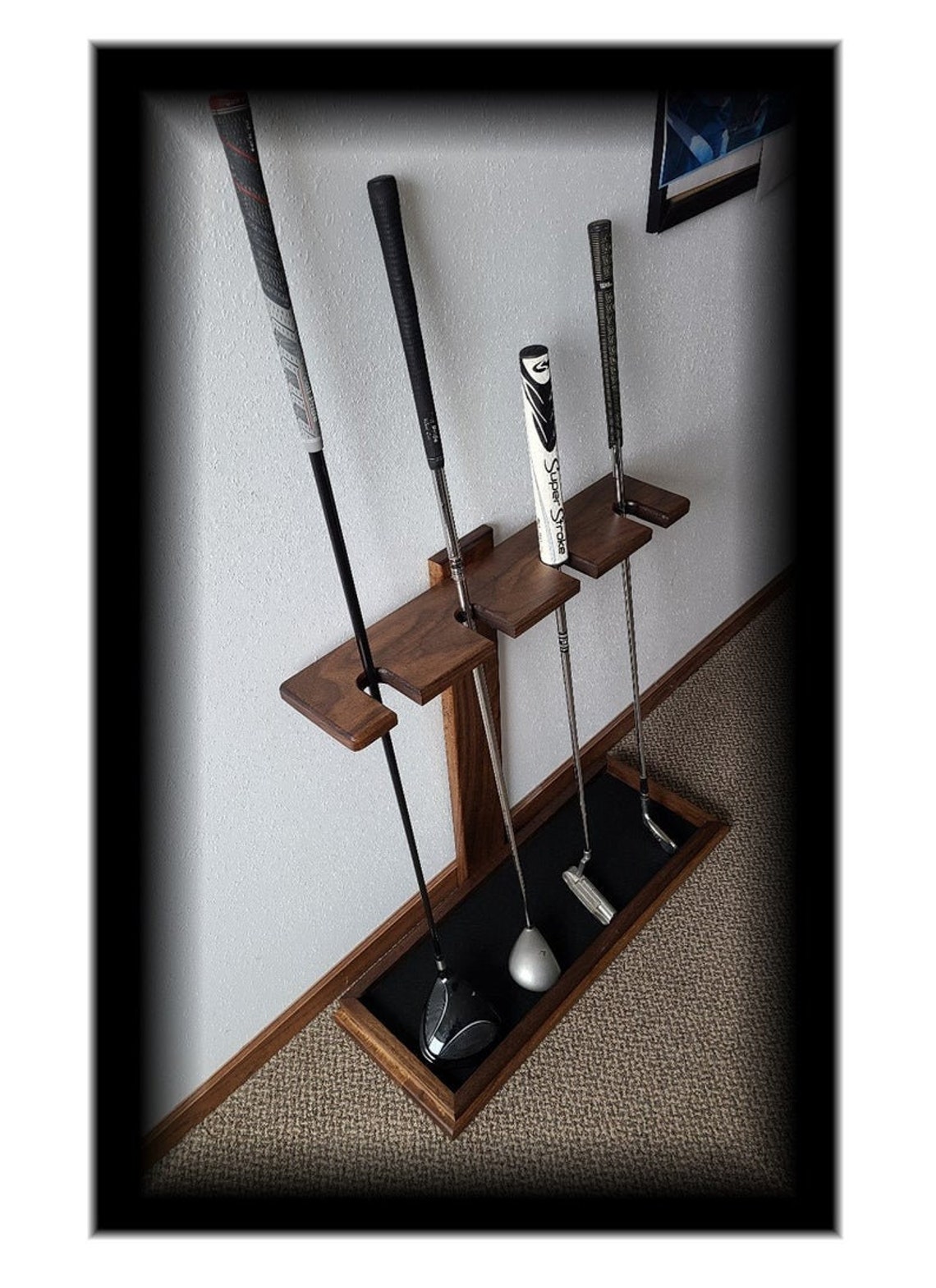 Wood Golf Club Display Floor Stand 4 Clubs Side by Side Etsy