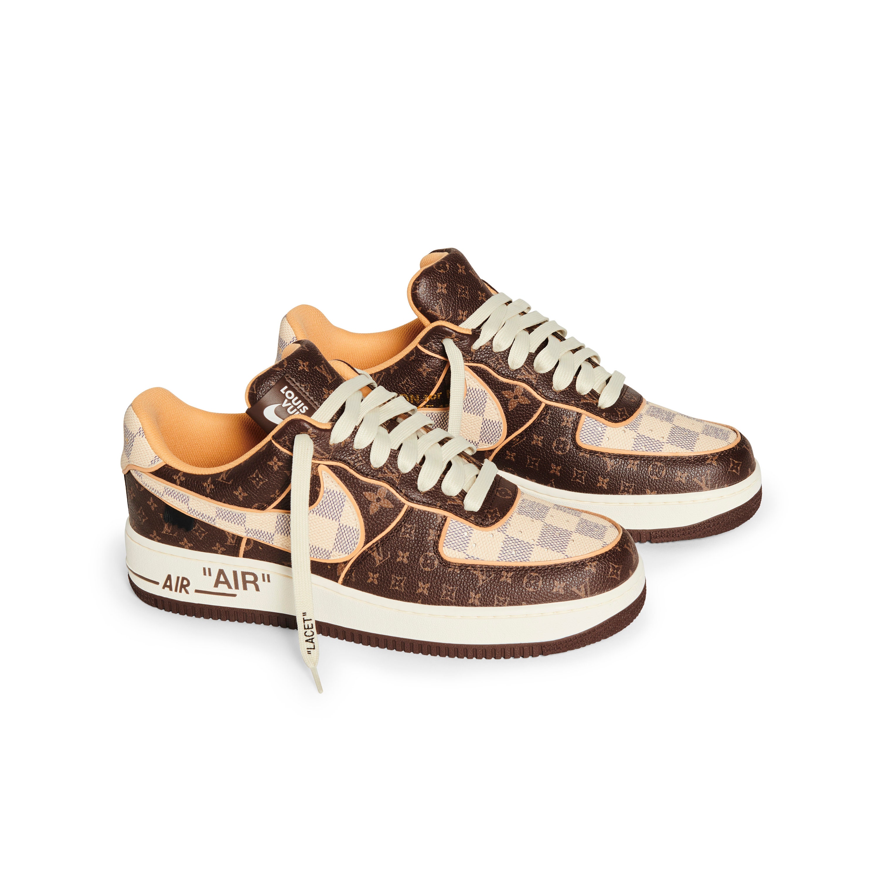 Brown and cream Louis Vuitton Air Force 1 Custom - Owl Fashion Shop