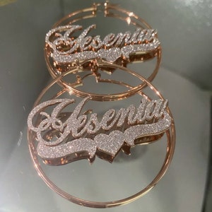 Personalized Hoop Name Earrings• Bling Name Earrings • custom gift • Circle Nameplate Hoop Women Daughter Wife Name Earring • Gift for Her