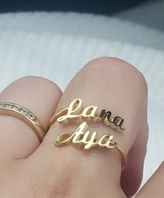 1 Pezzo Anello Personalizzato Con Più Nomi In Oro, Argento O Oro Rosa - Foto 10