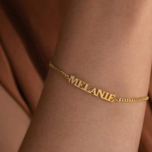 Custom Name Curb Chain Bracelet - Minimal Personalized Name Jewelry - Birthday Gift for Her