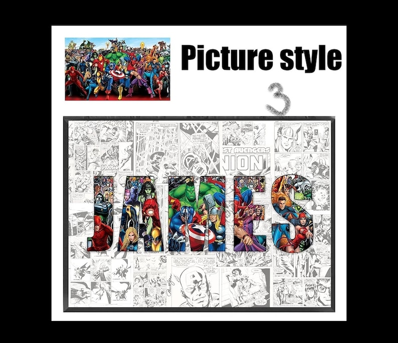 Customized name wall art marvel name word art name canvas etsy