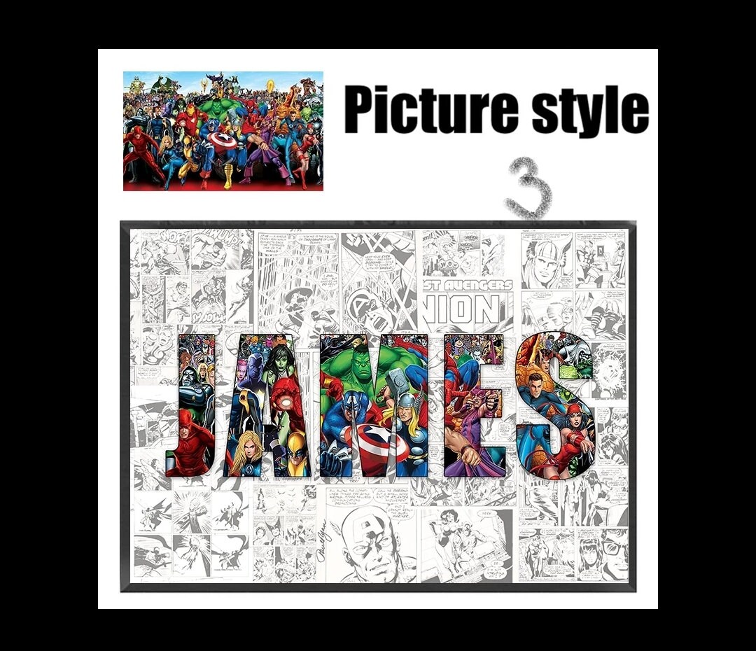 Customized name wall art marvel name word art name canvas etsy