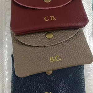 Monedero pequeño con grabado, tarjetero de piel auténtica personalizado, funda tipo sobre para tarjetas