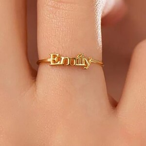 Nombre de oro personalizado Anillo de plata Nombre personalizado Anillo de oro rosa Nombre de damas de honor Nombre de damas de honor Anillo de mamá Nombre • regalo para ella• tamaño ajustable
