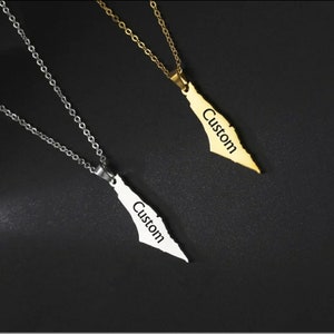 Nom personnalisé collier carte du pays de la Palestine, bijoux significatifs, bijoux arabes, cadeau pour elle. Carte de la Palestine, Palestine arabe