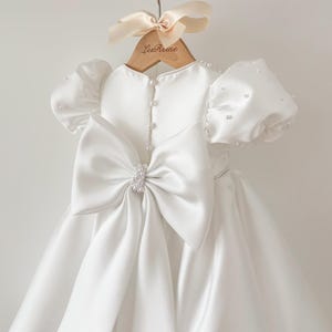 Pearl Mikado Short Christening Dress Christening Gown Outfit Baptism Dress Baby Girl Dress Flower Girl Dress Communion Dress