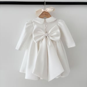 white long sleeve infant dress Gubotare Baby Girl Dress Newborn Baby/Toddler Dress,Fall Long-Sleeve Dress for Kids Size 0 3 Months(White,0-3 Months)