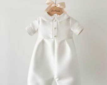 Mikado Boys Christening Gown Baptism Outfit Romper Cape Newborn Baby Gift Heirloom Gown