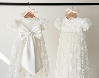 Beaded Lace Christening Dress Christening Gown Christening Outfit  Baptism Dress Baby Girl Dress Blessing Dress/Newborn Dress