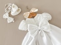 Short Sleeves Pearl Lace Mikado Christening Dress Christening Gown Outfit Baptism Dress Baby Girl Dress Flower Girl Dress Communion Dress product logo