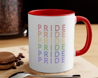 Gay Pride 11oz Accent Mug, Gay Pride Coffee Mug, LGBTQ Coffee Mug,  Pride Month Gift, Rainbow Mug, Rainbow Pride