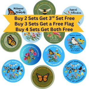 Set of 12 3" Native Plant Stickers, Protect pollinators Save the bees save the monarchs stickers, Native plant and pollinators sign