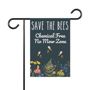 Pollinator garden flag sign, pollinator sign, Do Not Spray Garden Sign, native plant sign, save the bees pollinator sign pesticide free sign