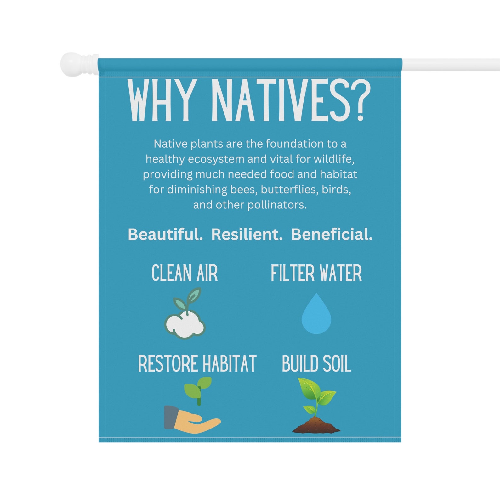 Native Plant Pollinator Garden Flag Sign, Native Pollinator Sign Flag ...