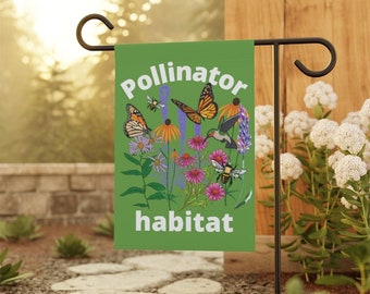 Native plant pollinator garden flag sign, Native pollinator sign flag, native plant sign custom garden sign flag, save the bees