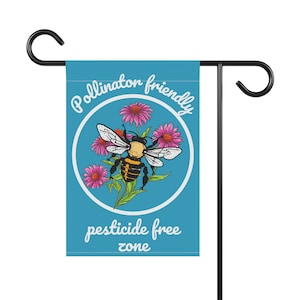 Native plant pollinator garden sign, Native plant sign flag, native plant garden flag, save the bees pollinator sign, pesticide free sign