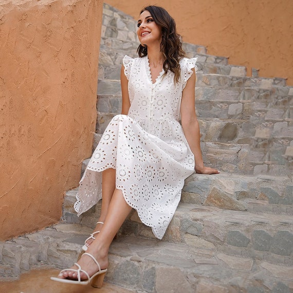 mid calf summer dress with sleeves