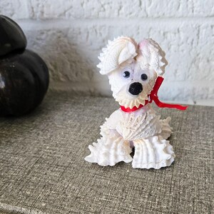 Vintage Seashell Dog Figurine | Natural Genuine Seashells | Puppy