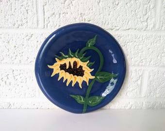 Vintage aardewerk muurkunst | Zonnebloem