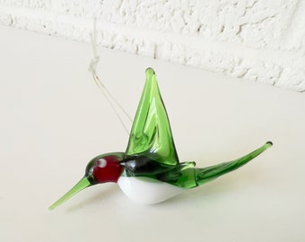 Vintage Blown Glass Hummingbird Ornament