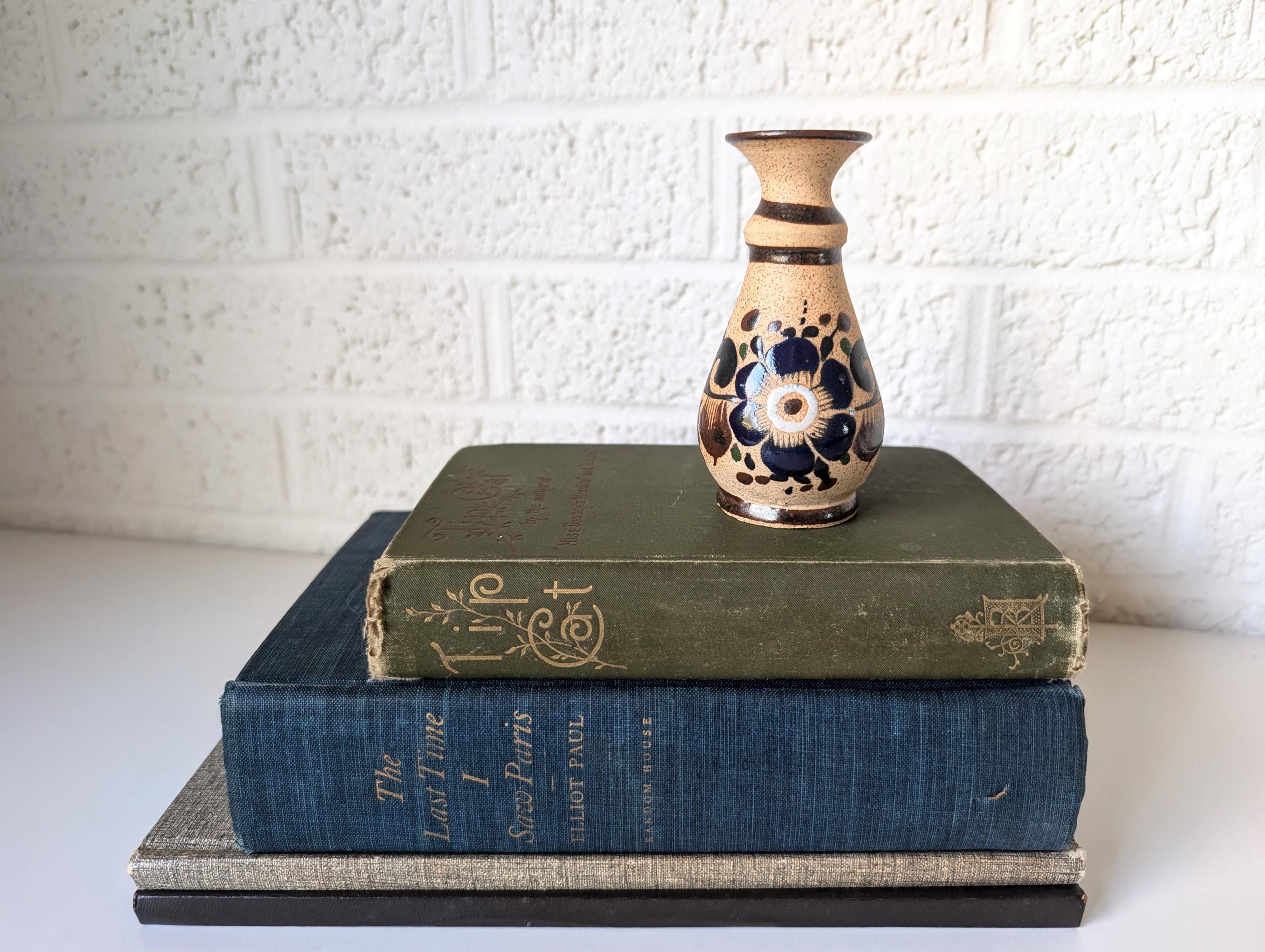 小さなヴィンテージ トナラ メキシコ陶器花瓶 | 手描きの民芸品