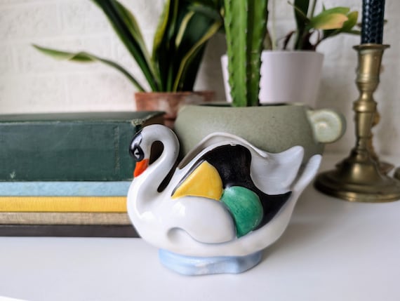Kleiner Vintage Schwan Blumentopf | Besetztes Japan | Handgemalte,  lebendige Farben - Etsy.de
