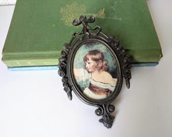 Small Vintage Italian Brass Frame | Ornate Floral Filigree | Made in Italy