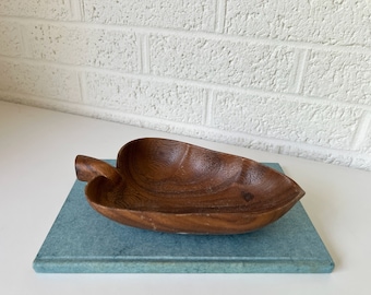 Vintage Monkeypod Wood Leaf Tray or Bowl