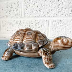 Vintage Wade Turtle Trinket Box | Wade of England Porcelain Tortoise Box
