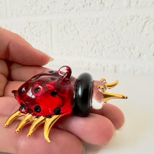 Vintage Glass Ladybug Ornament ONE BROKEN LEG